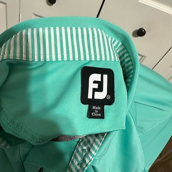 FootJoy Mens Medium Turquoise Short Sleeve Polo - Picture 4 of 5